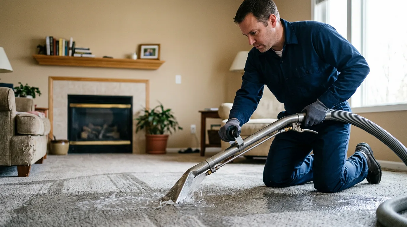 Water damage restoration technician working near Omaha, NE